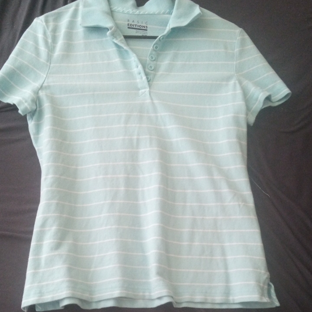 Basic Editions Blue and White Button Down Shirt